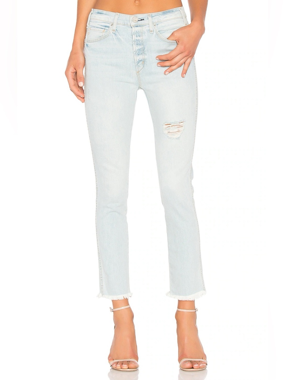 McGuire Denim High Waisted Vintage Slim Distressed Faded Light Blue Jeans